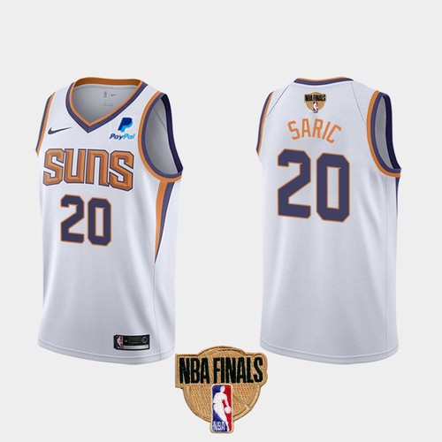 Men's Phoenix Suns #20 Dario Saric 2021 White NBA Finals Association Edition Stitched Jersey